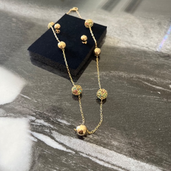 18K Brazilian Gold Plated Ball Necklace and Earring Set - Brand New - Picture 12 of 12